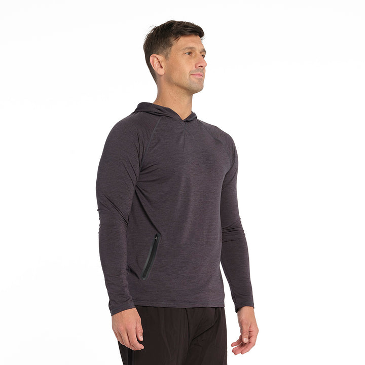 Cancer Council | Active Jersey Hoodie - Side | Phantom | UPF50+ Protection