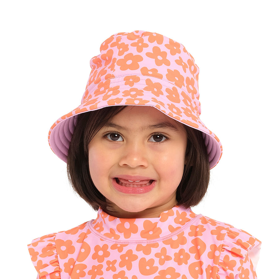 Cancer Council |  Ditsy Daisy Bucket Swim Hat - Front | Sweet Lilac | UPF50+ Protection
