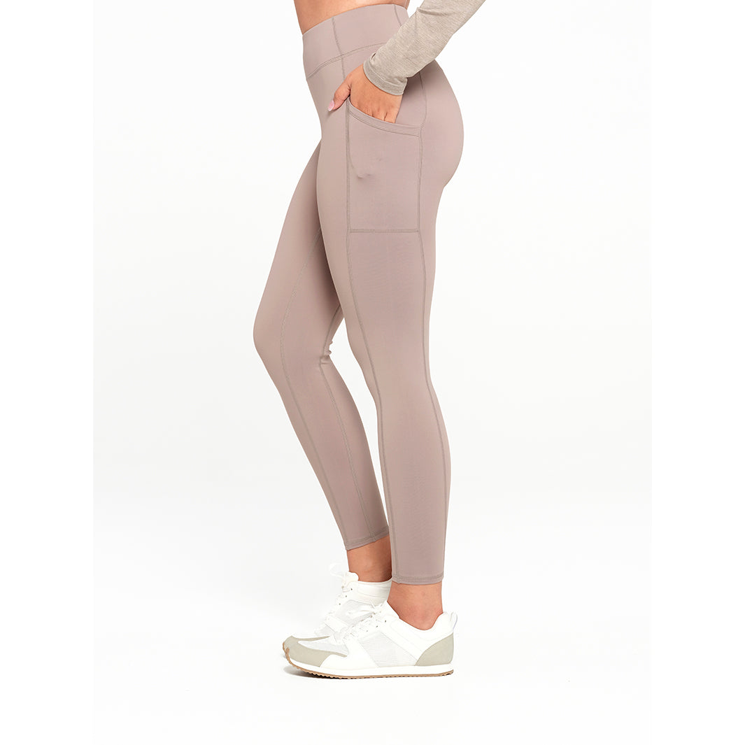 Cancer Council | Womens Base Legging - Side | Fallen Rock | UPF50+ Protection