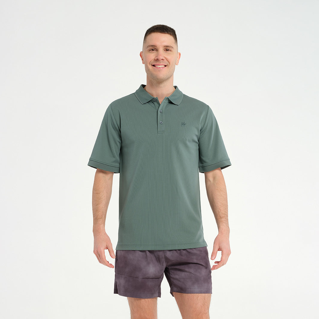 Mens Short Sleeve Polo - Silver Pine