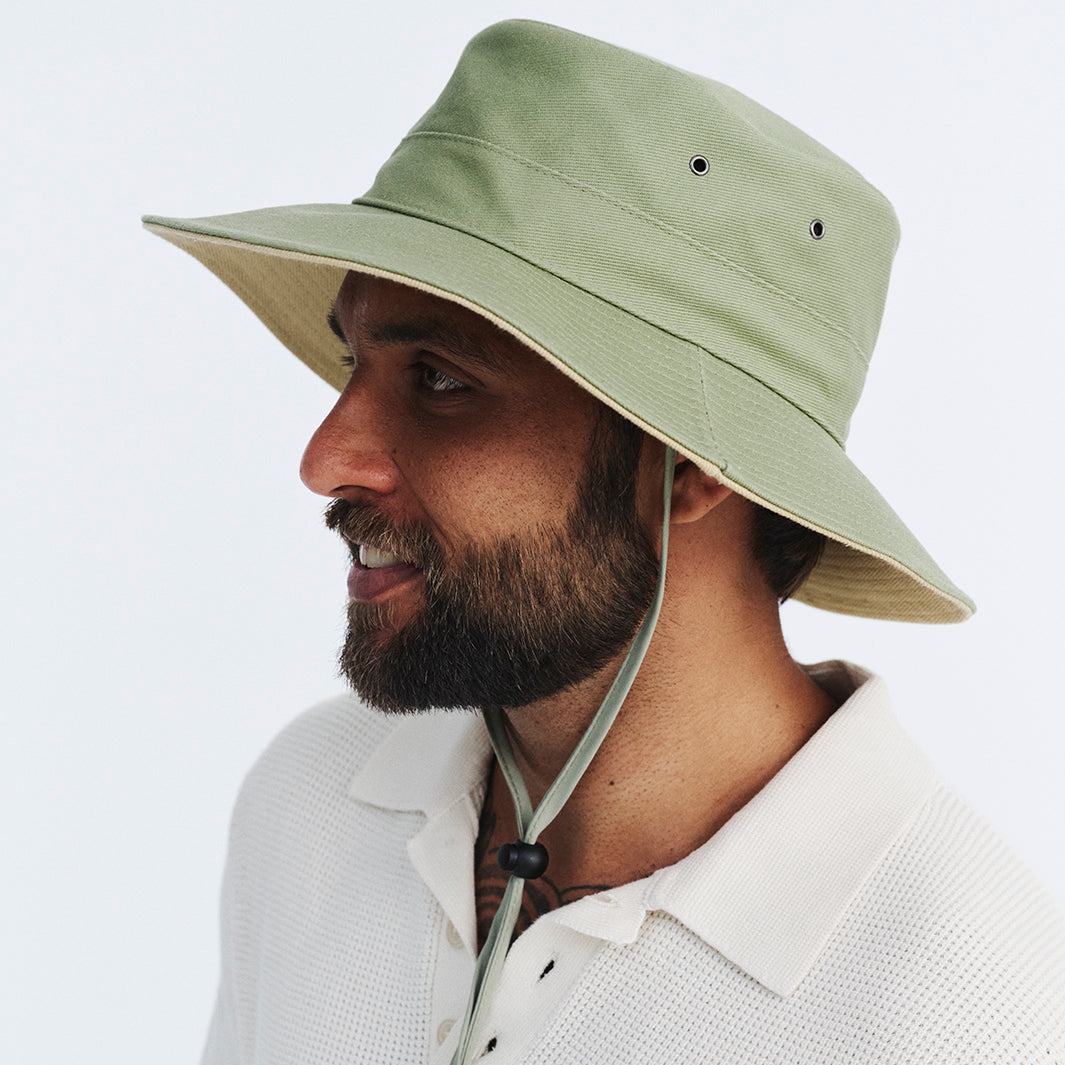Alan Cricket Hat - Green/Beige