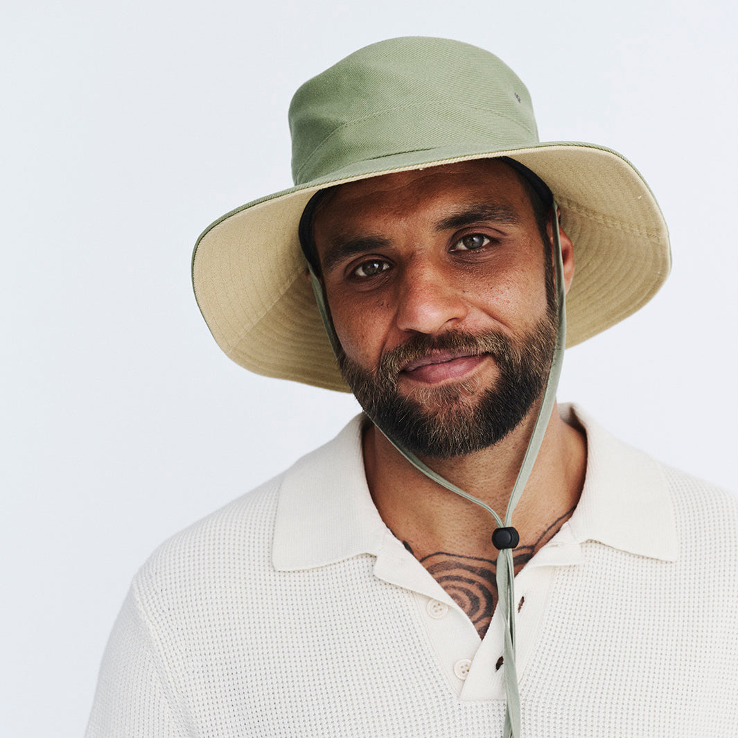 Alan Cricket Hat - Green/Beige