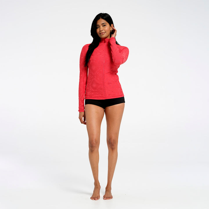 Cancer Council | Womens Jacquard LS Swim Jacket | Full | UPF50+ Protection