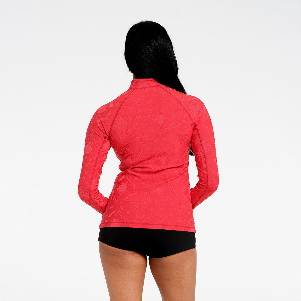 Cancer Council | Womens Jacquard LS Swim Jacket | Back | UPF50+ Protection