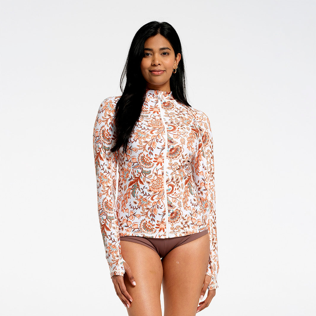 Cancer Council | Womens Tropical Long Sleeve Swim Jacket  | Front | UPF50+ Protection