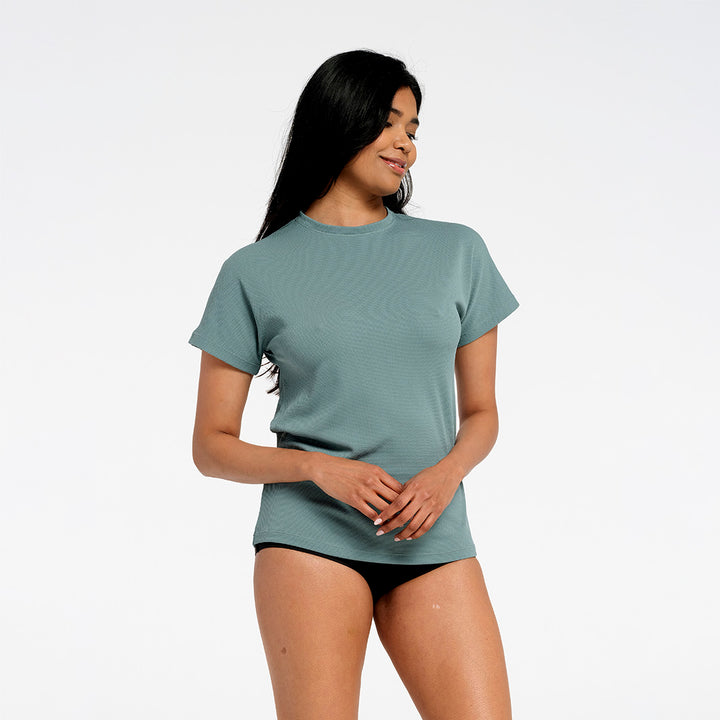 Cancer Council | Womens Sea Mist Oversized Swim T-Shirt | Angle | UPF50+ Protection