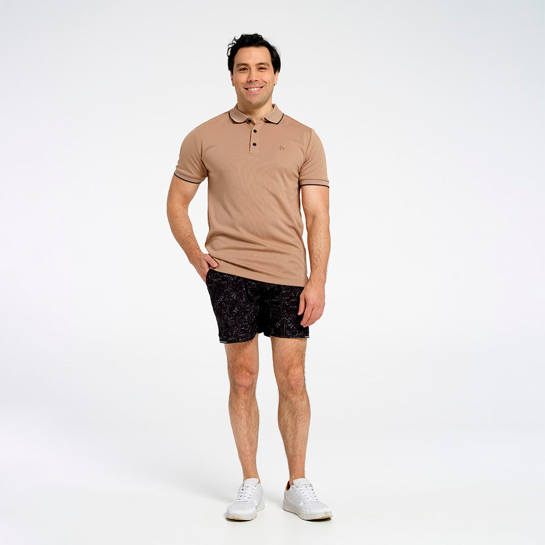 Cancer Council | Mens Short Sleeved Polo - Full | Natural | UPF50+ Protection