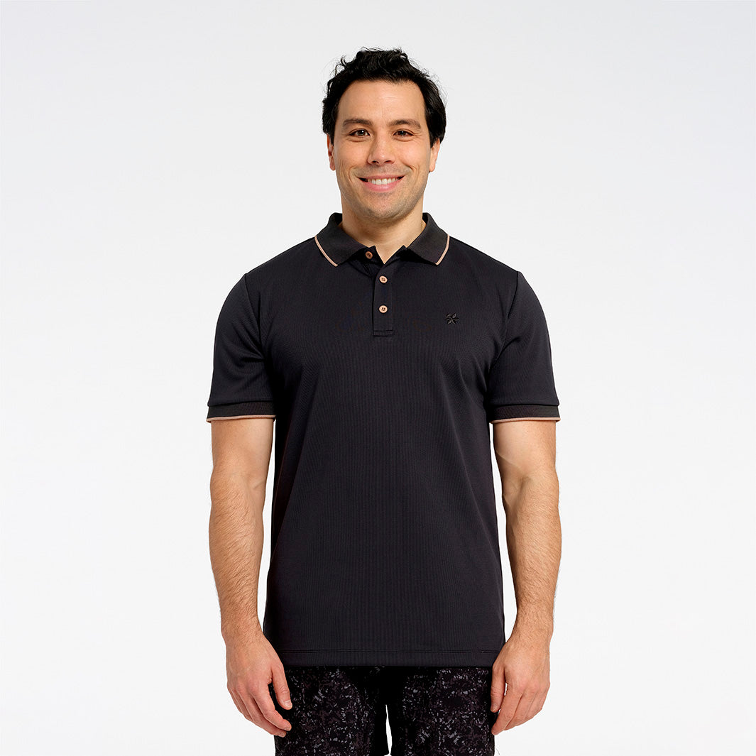 Cancer Council | Mens Short Sleeved Polo - Front | Phantom | UPF50+ Protection