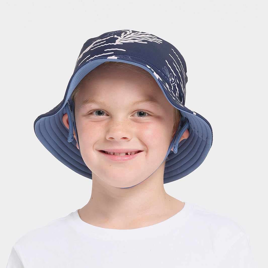 Cancer Council | Kids Coastal Reversible Bucket Hat | Front | UPF50+ Protection