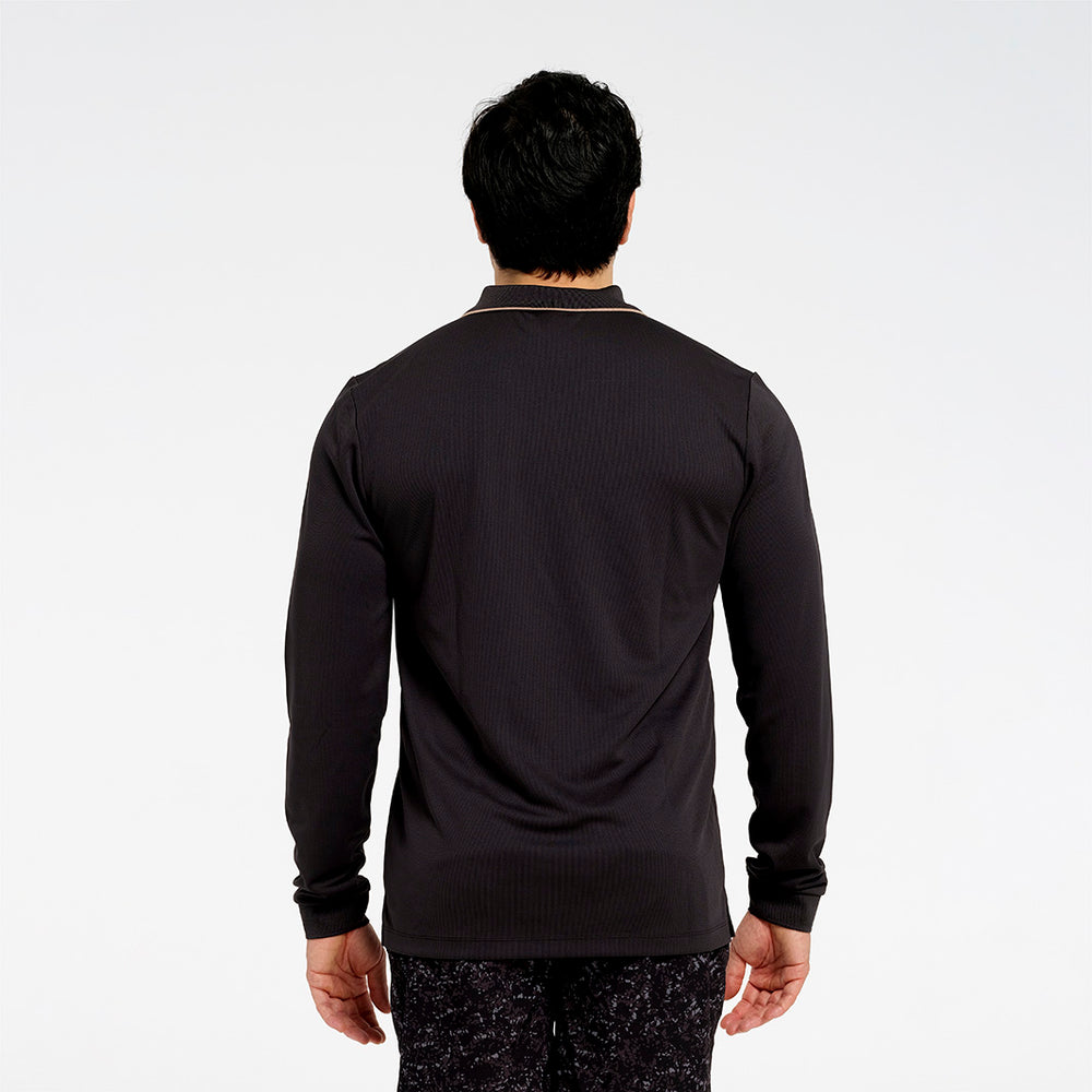 Cancer Council | Mens Long Sleeve Polo - Back | Charcoal | UPF50+ Protection