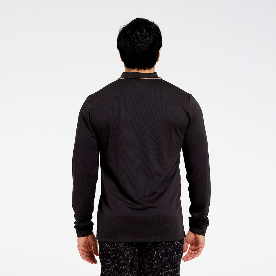 Cancer Council | Mens Long Sleeve Polo - Back | Charcoal | UPF50+ Protection