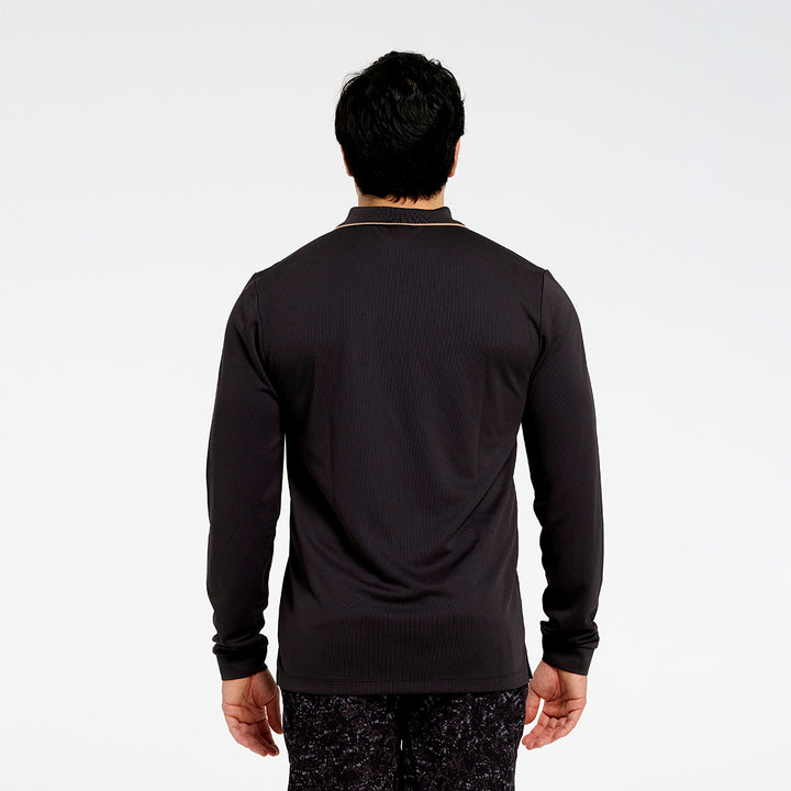 Cancer Council | Mens Long Sleeve Polo - Back | Charcoal | UPF50+ Protection
