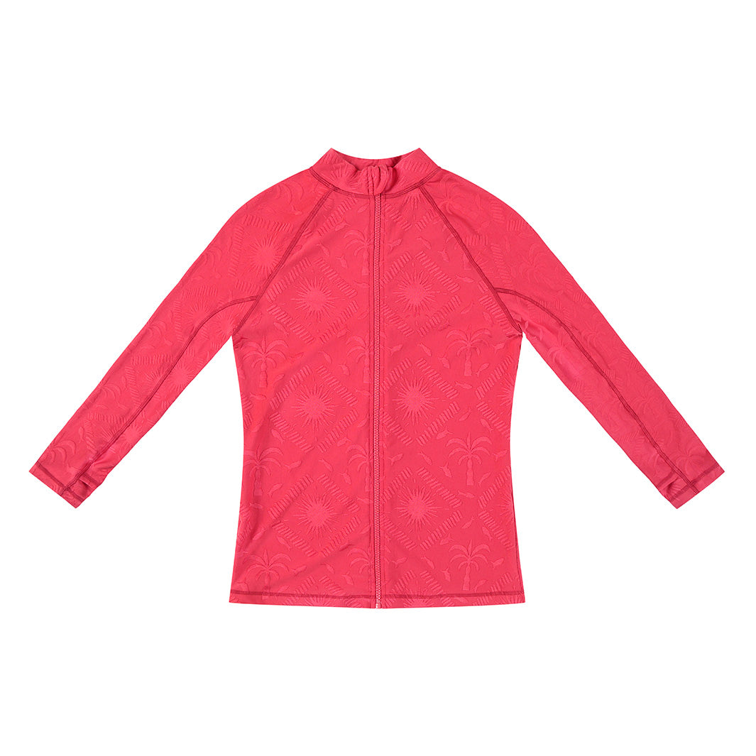 Cancer Council | Womens Jacquard LS Swim Jacket | Flat | UPF50+ Protection