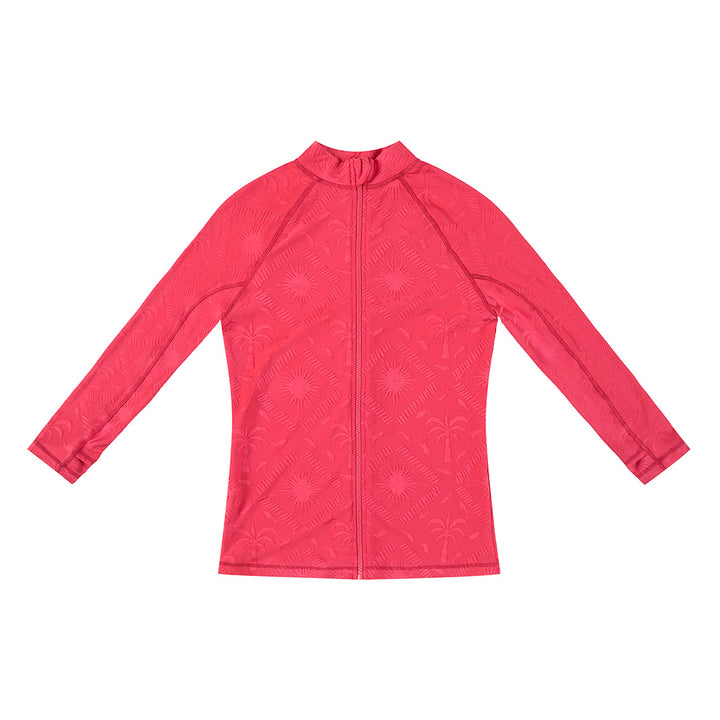 Cancer Council | Womens Jacquard LS Swim Jacket | Flat | UPF50+ Protection