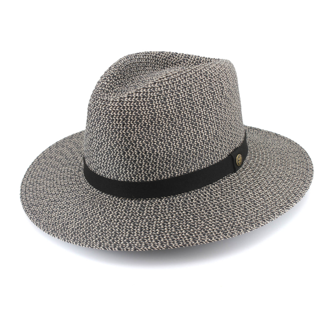 Cancer Council | Outback Lightweight Fedora - Angle | Grey/Black | UPF50+ Protection