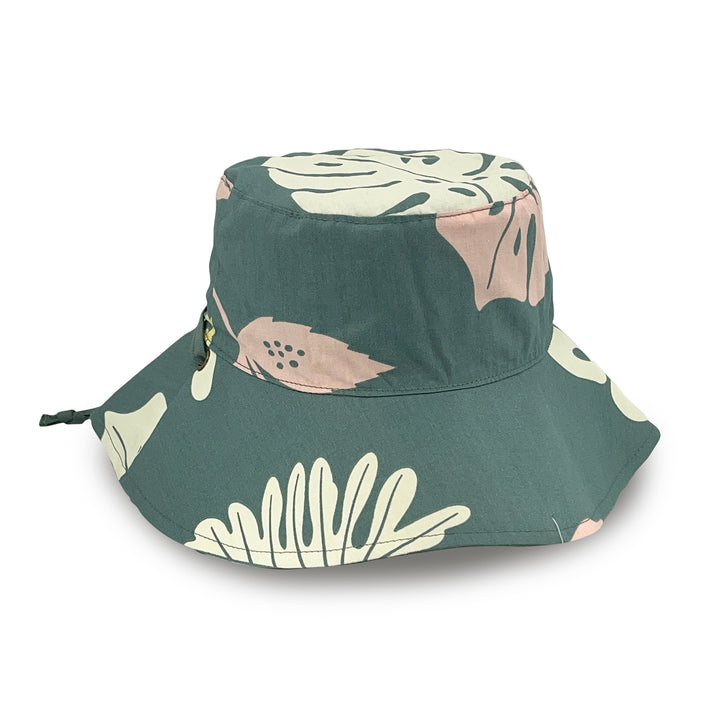 Cancer Council | Robin Bucket Hat - Front | Green Monstera | UPF50+ Protection