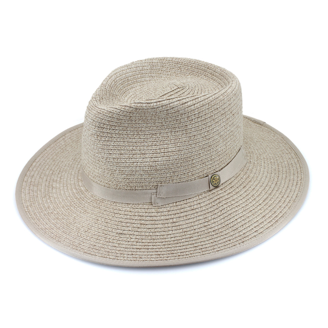 Cancer Council | Linda Fedora Hat - Angle | Mixed Camel | UPF50+ Protection