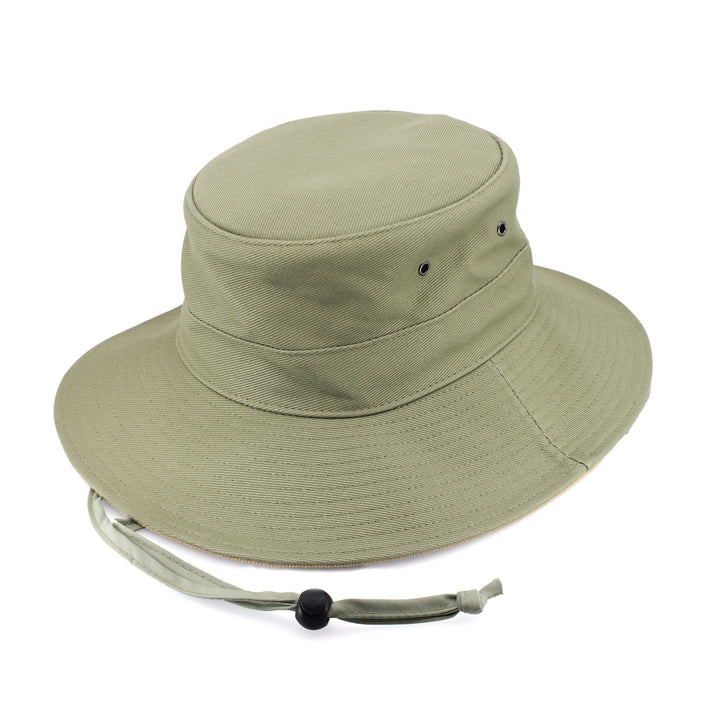 Cancer Council | Alan Cricket Hat - Side | Green/Beige | UPF50+ Protection