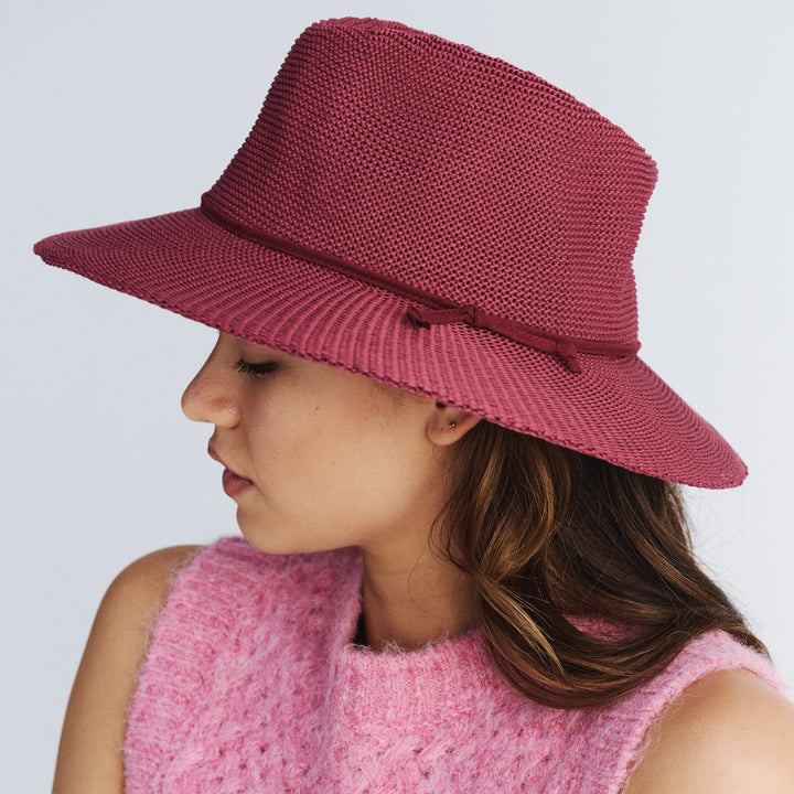 Cancer Council | Jacqui Mannish Hat - Angle Model | Magenta | UPF50+ Protection
