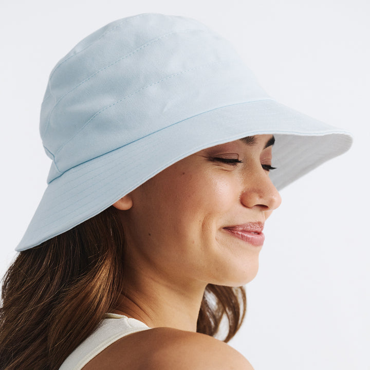 Cancer Council | Golf Bucket Hat - Lifestyle Side | Light Blue | UPF50+ Protection