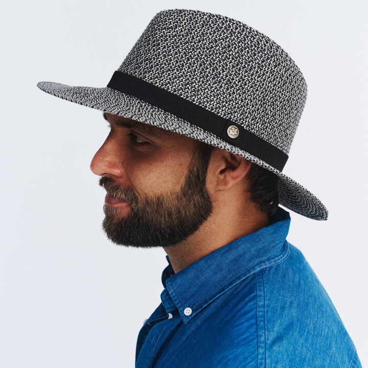 Cancer Council | Outback Lightweight Fedora - Lifestyle Side | Grey/Black | UPF50+ Protection