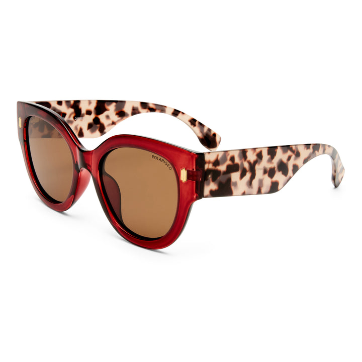 Cancer Council | Eurella Sunglasses | Burgundy/Tort | Angle
