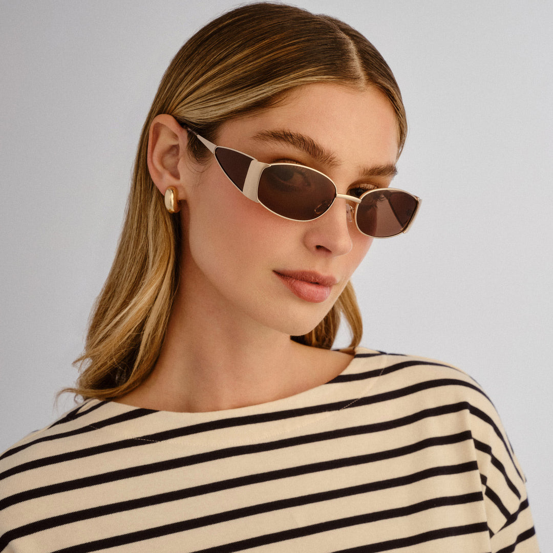 Cancer Council | Originals - Elaine Sunglasses | Matte Gold | Angle Model