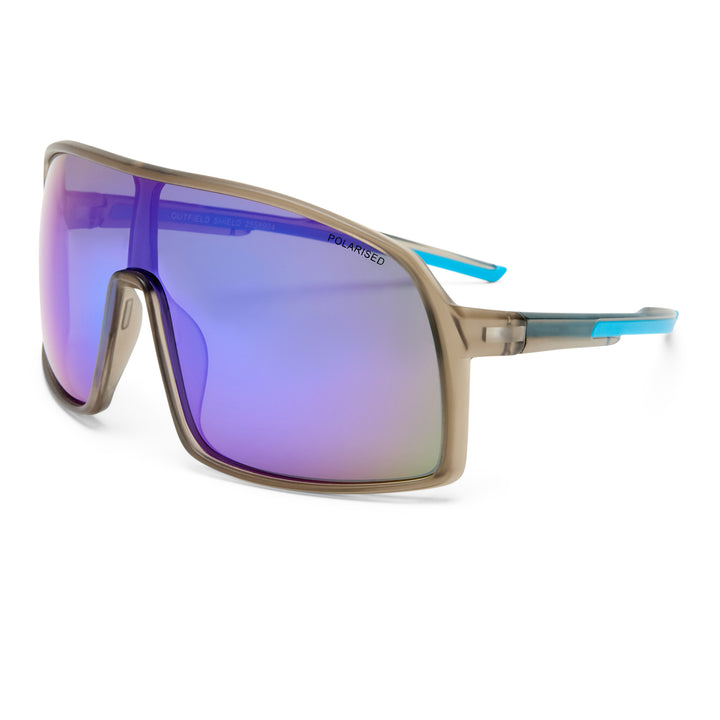 Cancer Council | Outfield Shield Sunglasses | Grey/Neon Blue | Angle