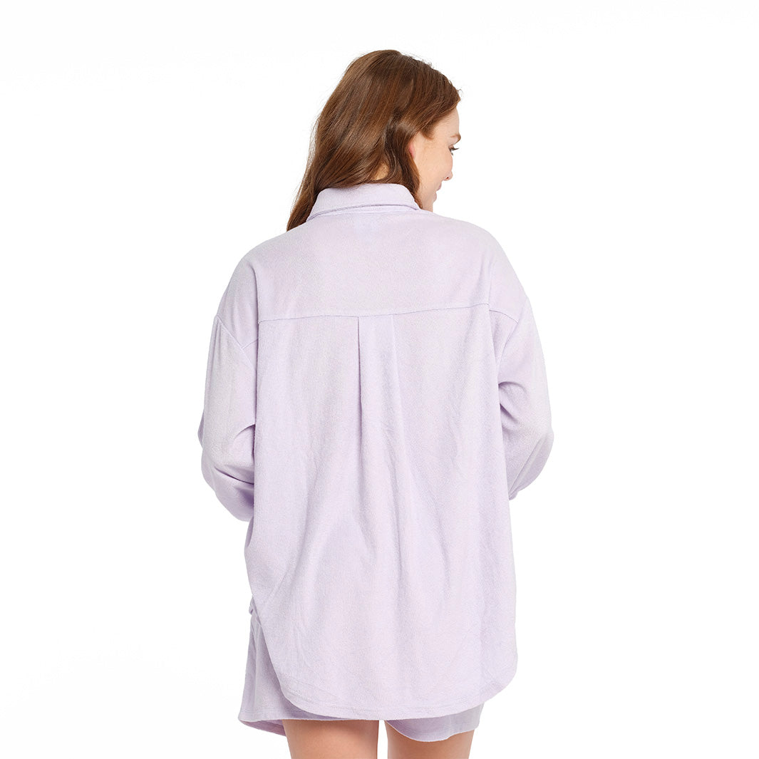 Cancer Council | Terry Cover Up Shirt - Back | Purple | UPF50+ Protection