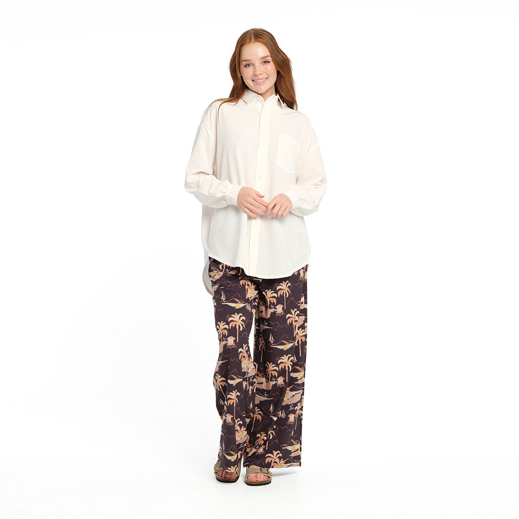 Cancer Council | Surf Spray Palazzo Pant - Full Front | Phantom | UPF50+ Protection