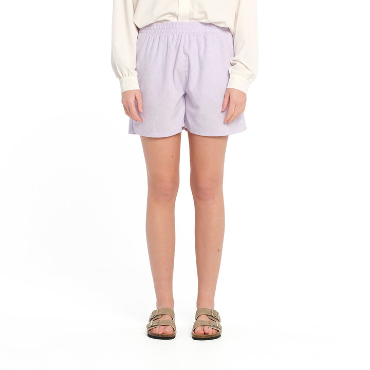 Cancer Council | Purple Heather Terry Shorts - Front | Purple | UPF50+ Protection