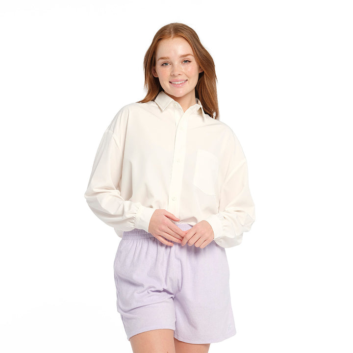 Cancer Council | Purple Heather Terry Shorts - Full Front | Purple | UPF50+ Protection