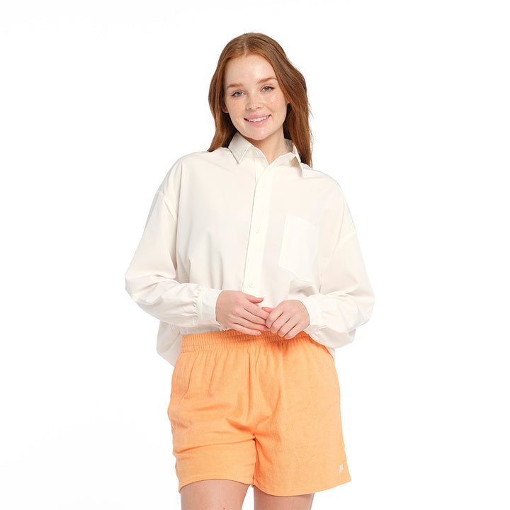 Cancer Council | Muskmelon Terry Shorts - Front | Orange | UPF50+ Protection
