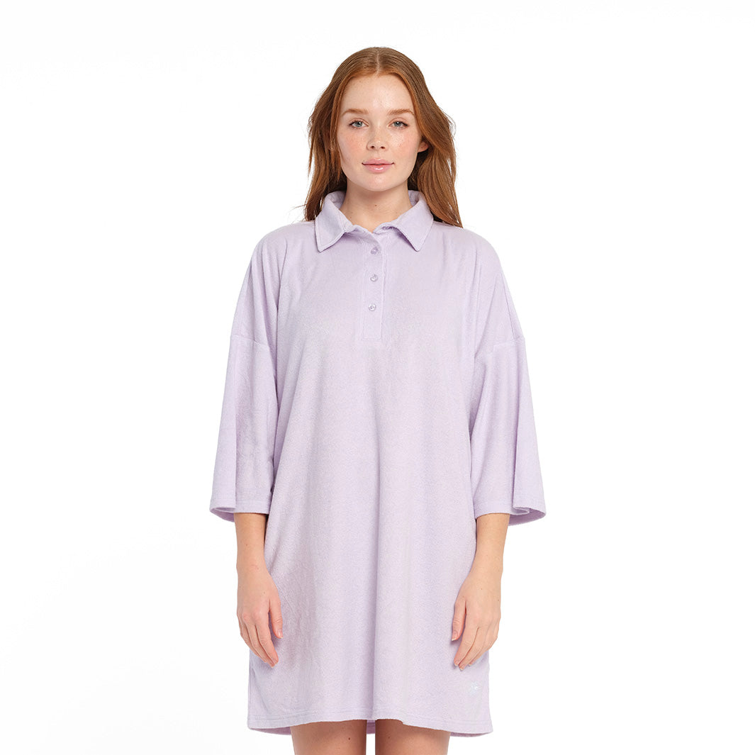 Cancer Council | Purple Heather Terry Dress - Front 2 | Purple | UPF50+ Protection