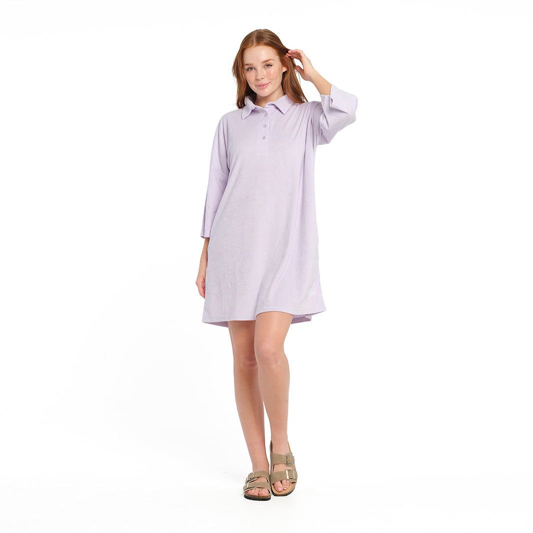 Cancer Council | Purple Heather Terry Dress - Full Front | Purple | UPF50+ Protection