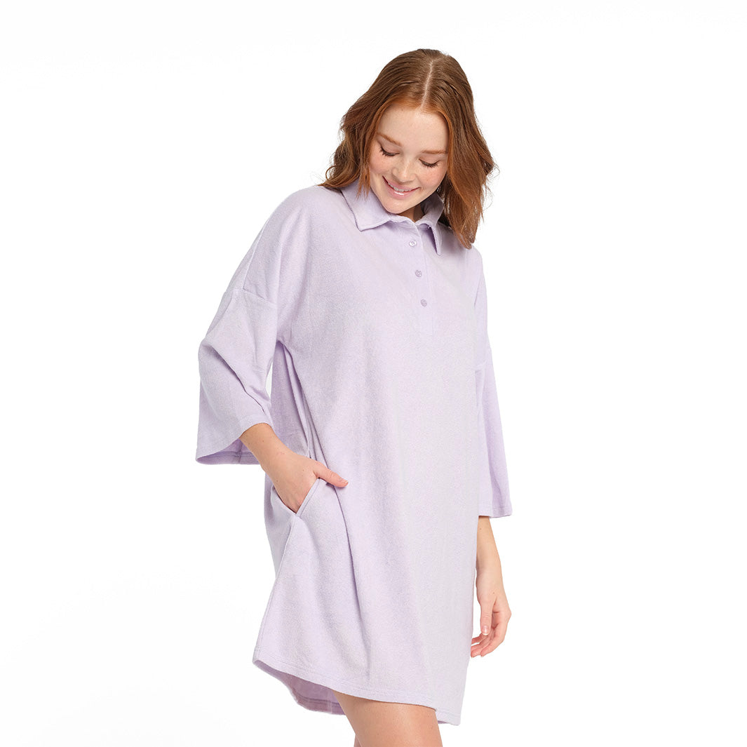 Cancer Council | Purple Heather Terry Dress - Side Pocket | Purple | UPF50+ Protection