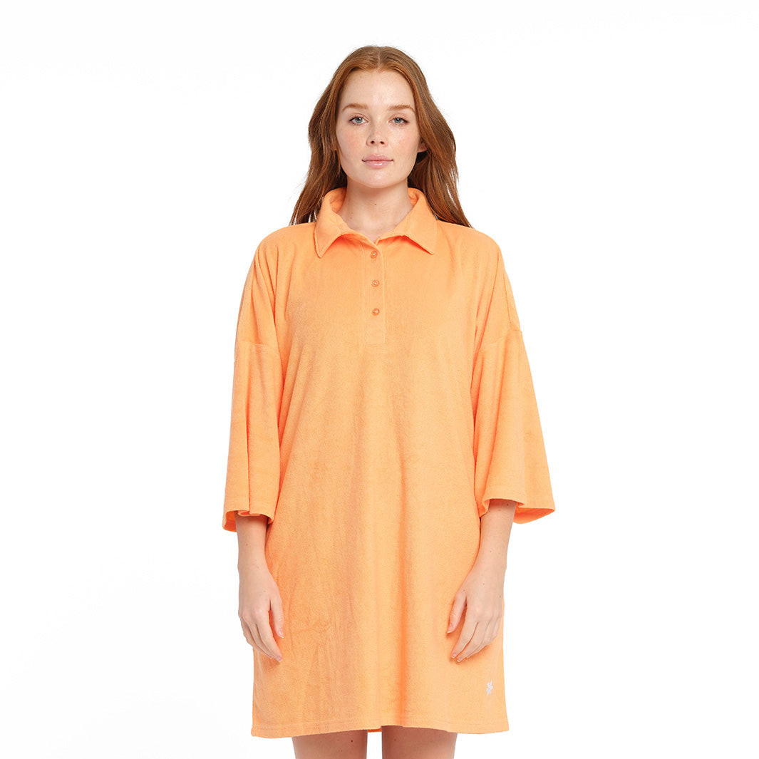 Cancer Council |Muskmelon Terry Dress - Front 2 | Orange | UPF50+ Protection