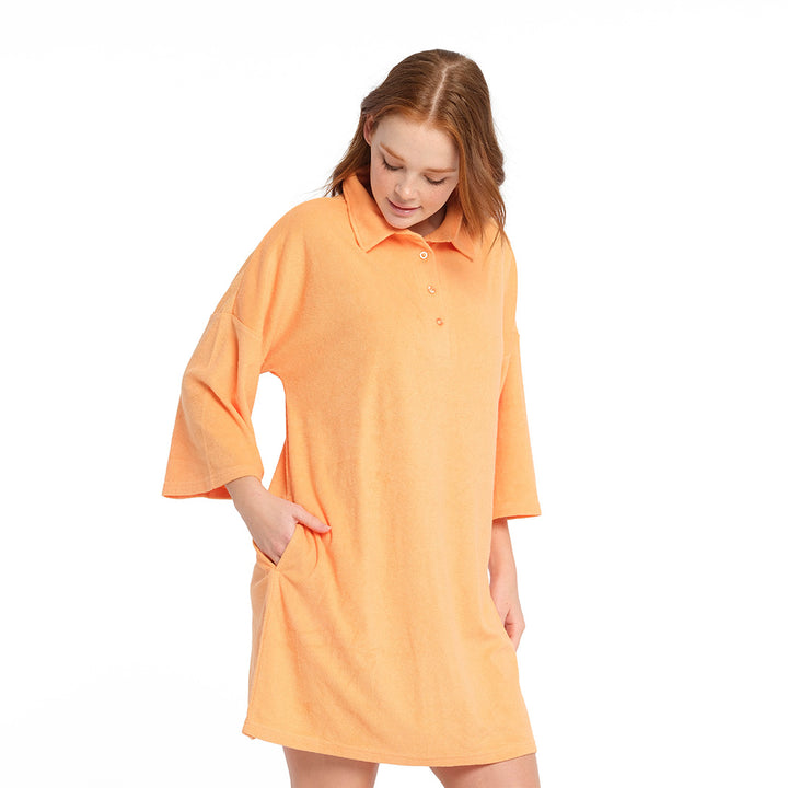 Cancer Council |Muskmelon Terry Dress - Side Pocket | Orange | UPF50+ Protection
