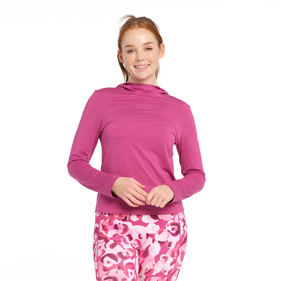 Cancer Council | Active Jersey Hoodie - Front | Pink | UPF50+ Protection