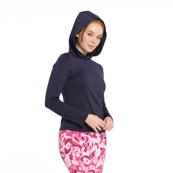 Cancer Council | Active Jersey Hoodie - Hood | Navy | UPF50+ Protection