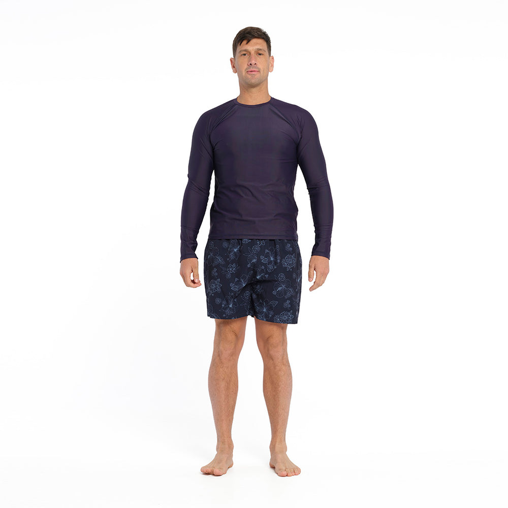 Cancer Council | Blue Bay Floral Boardshorts - Full Front | Navy | UPF50+ Protection