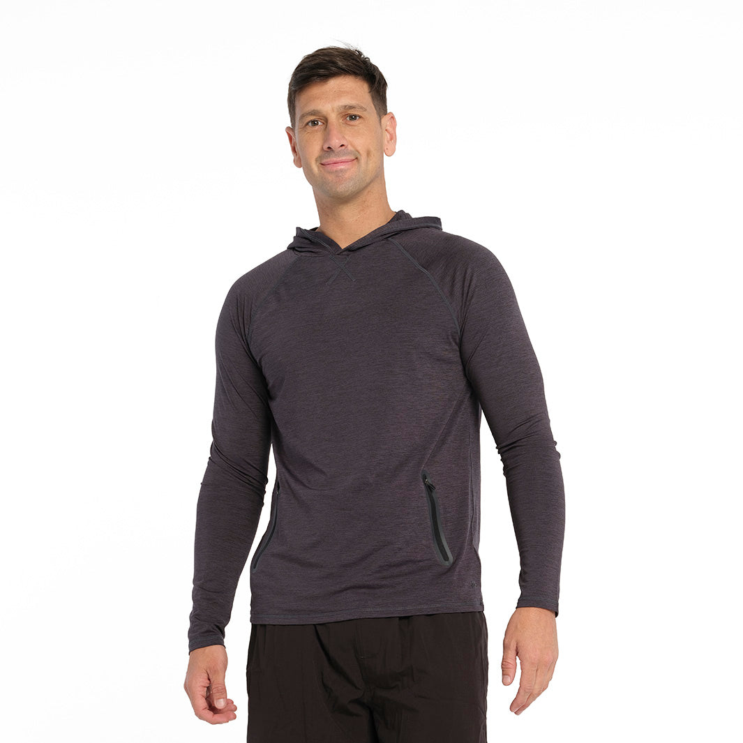 Cancer Council | Active Jersey Hoodie - Front | Phantom | UPF50+ Protection