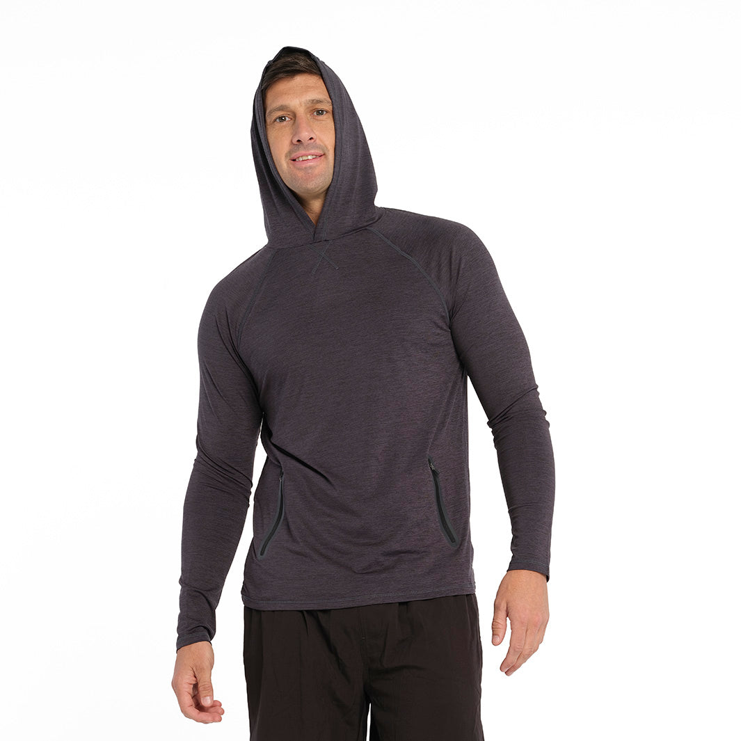 Cancer Council | Active Jersey Hoodie - Front Hooded | Phantom | UPF50+ Protection
