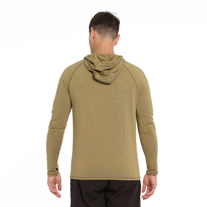Cancer Council | Active Jersey Hoodie - Back | Olive | UPF50+ Protection