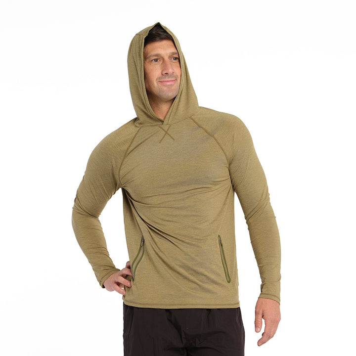 Cancer Council | Active Jersey Hoodie - Front Hooded | Olive | UPF50+ Protection