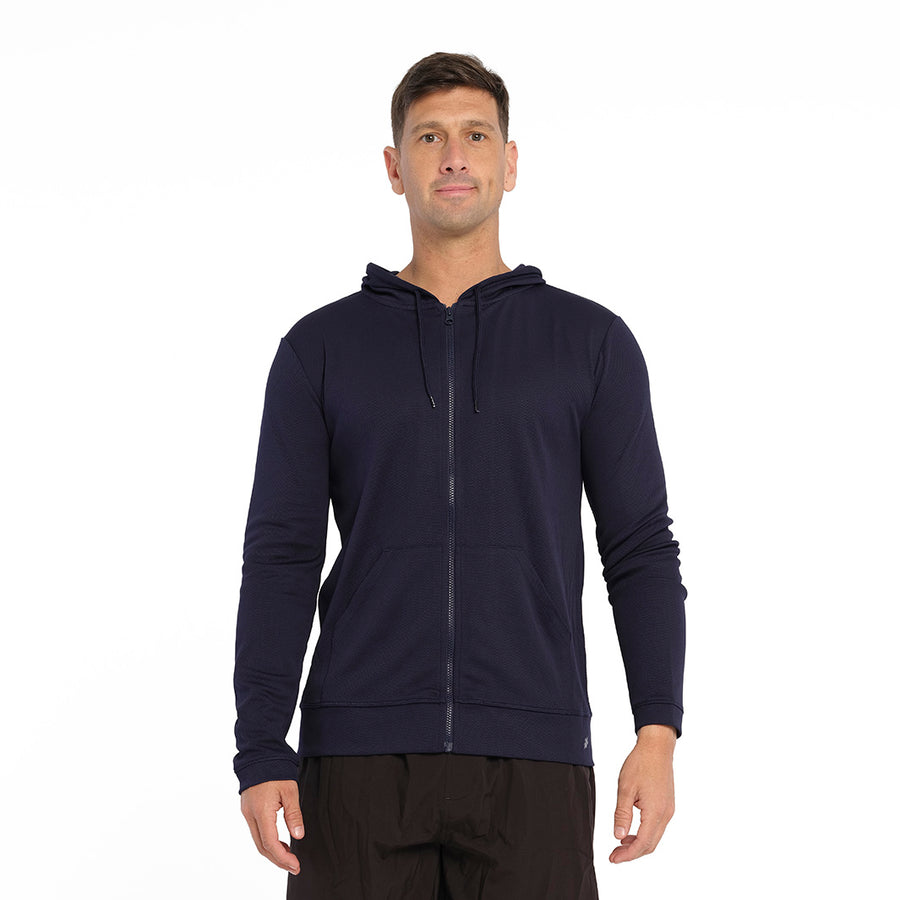 Cancer Council | Active Coolpass Hooded Jacket - Front | Navy | UPF50+ Protection