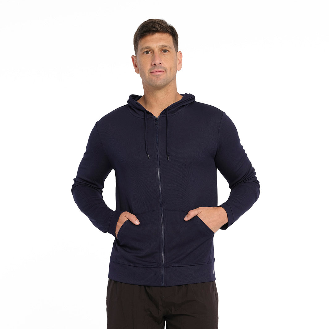 Cancer Council | Active Coolpass Hooded Jacket - Front Pocket | Navy | UPF50+ Protection