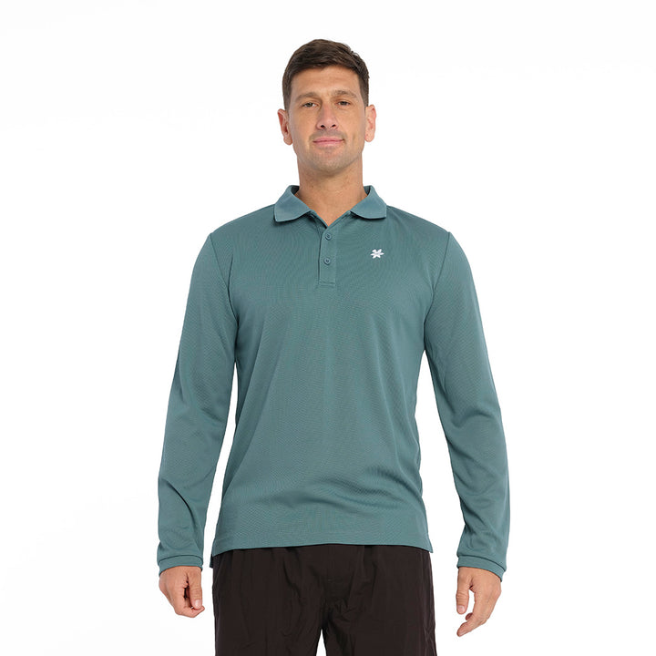 Cancer Council | Long Sleeve Polo - Front | Bayou | UPF50+ Protection