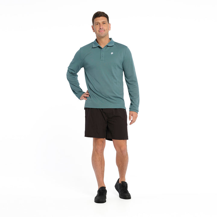 Cancer Council | Long Sleeve Polo - Full Front | Bayou | UPF50+ Protection
