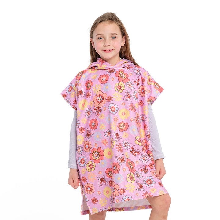 Cancer Council | Butterfly Garden Hooded Towel - Front 2 | Sweet Lilac | UPF50+ Protection
